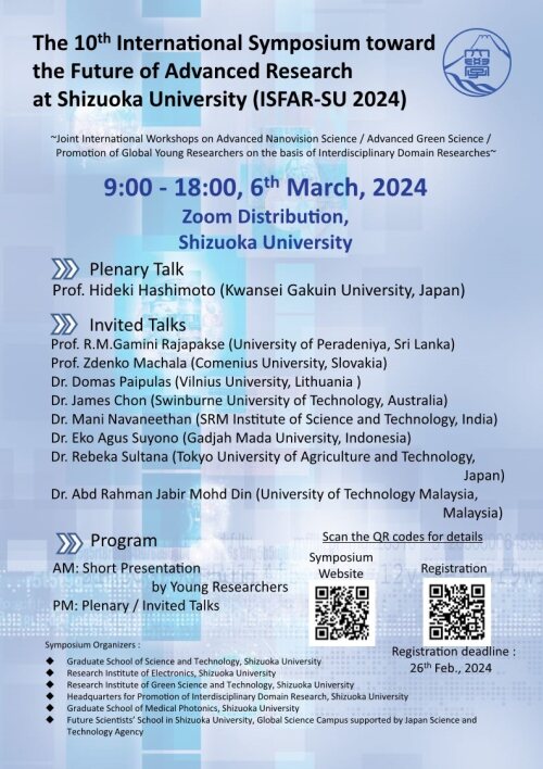The 10th International Symposium toward the Future of Advanced Research at Shizuoka University (ISFAR-SU2024)